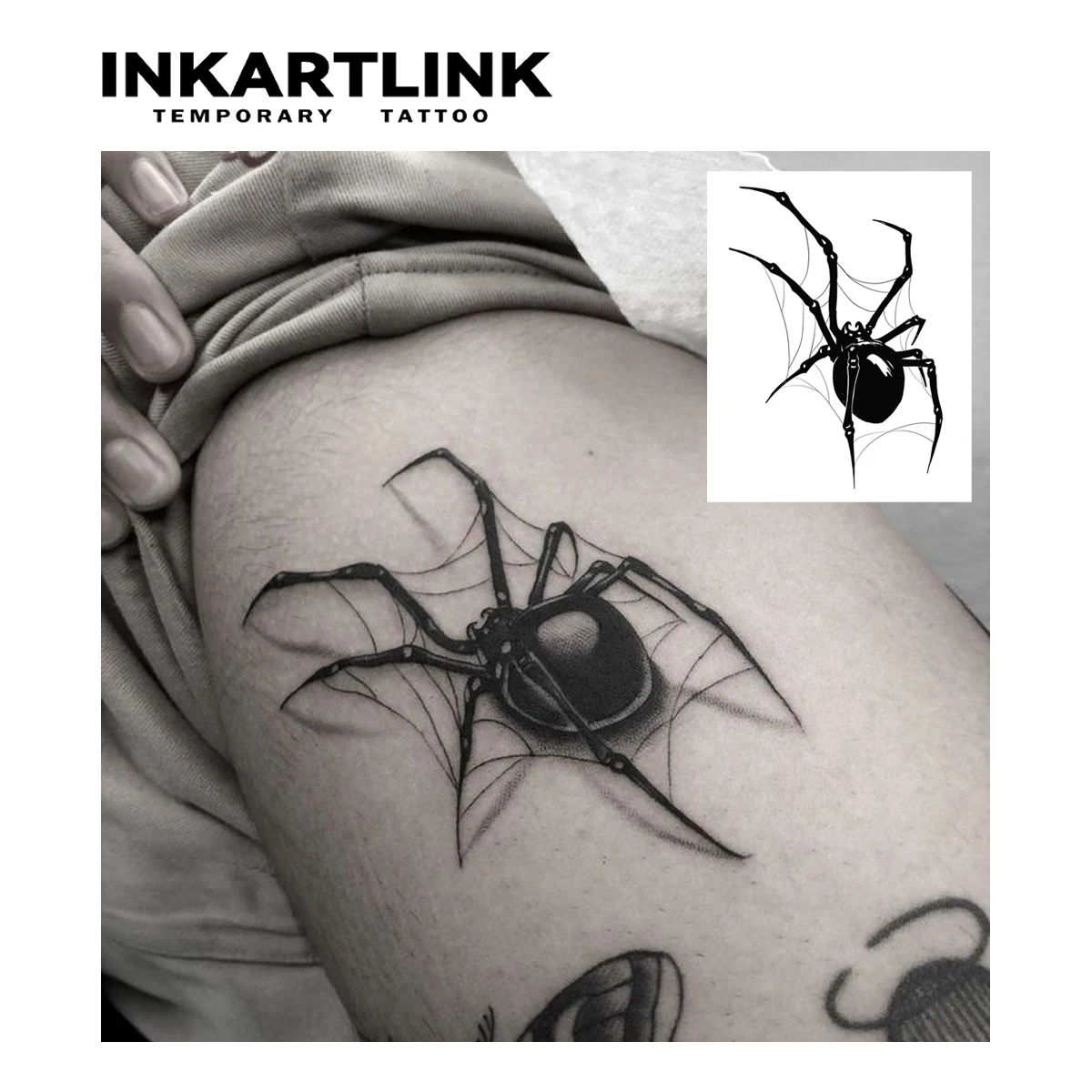 Spider Temporary Tattoo Sticker, Realistic Waterproof Design, Semi-Permanent Lasts 15 Days, Scary Fake Tattoo for Halloween