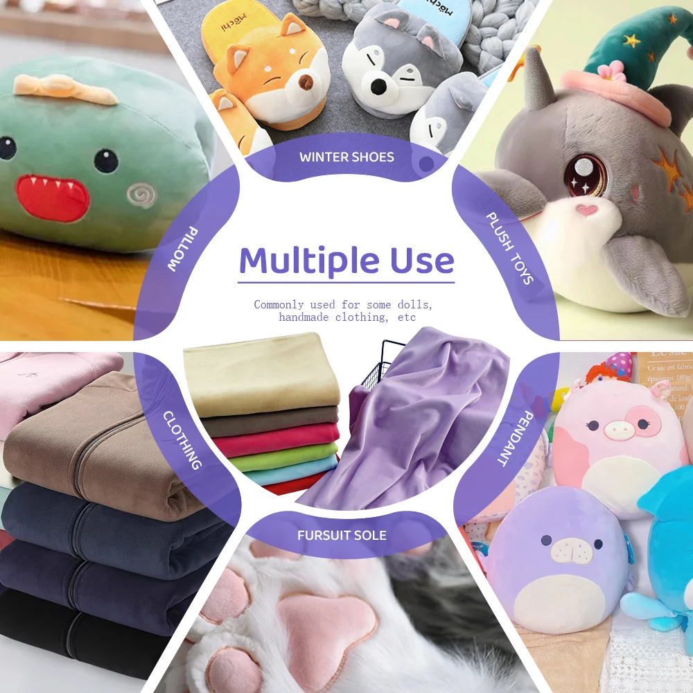 Color 41~80 Stretch Mochi Plush Minky Fabric 1mm Pile 95% Polyester 5% Spandex Stretch Four Side Plush Fabric For Diy Sewing Toy