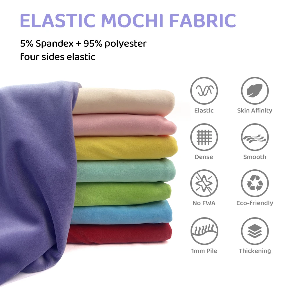 Color 41~80 Stretch Mochi Plush Minky Fabric 1mm Pile 95% Polyester 5% Spandex Stretch Four Side Plush Fabric For Diy Sewing Toy