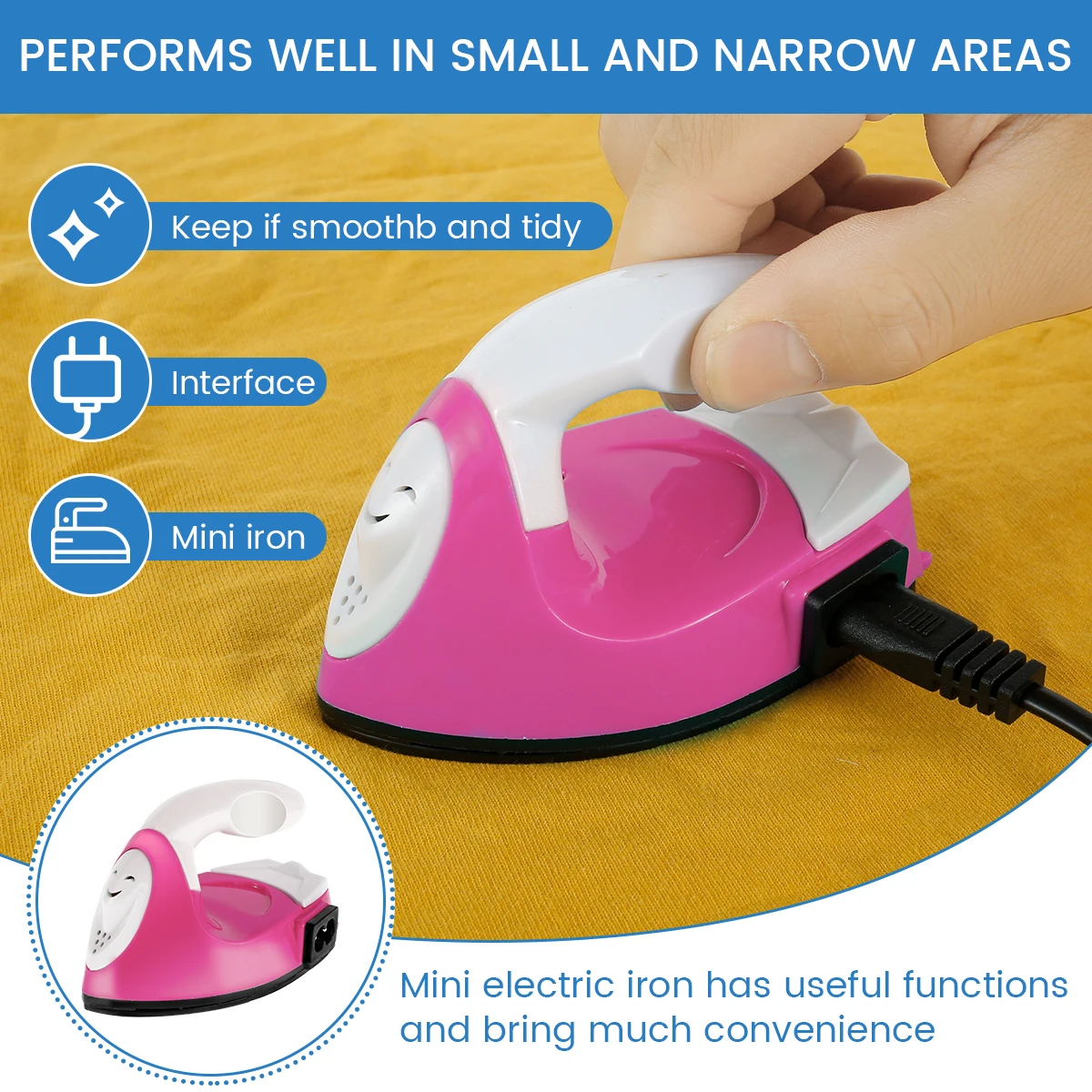 Mini Craft Iron Electric Iron Portable Handy Heat Press with Silicone Heat Insulation Pad Small Iron For Ironing Clothes Laundry