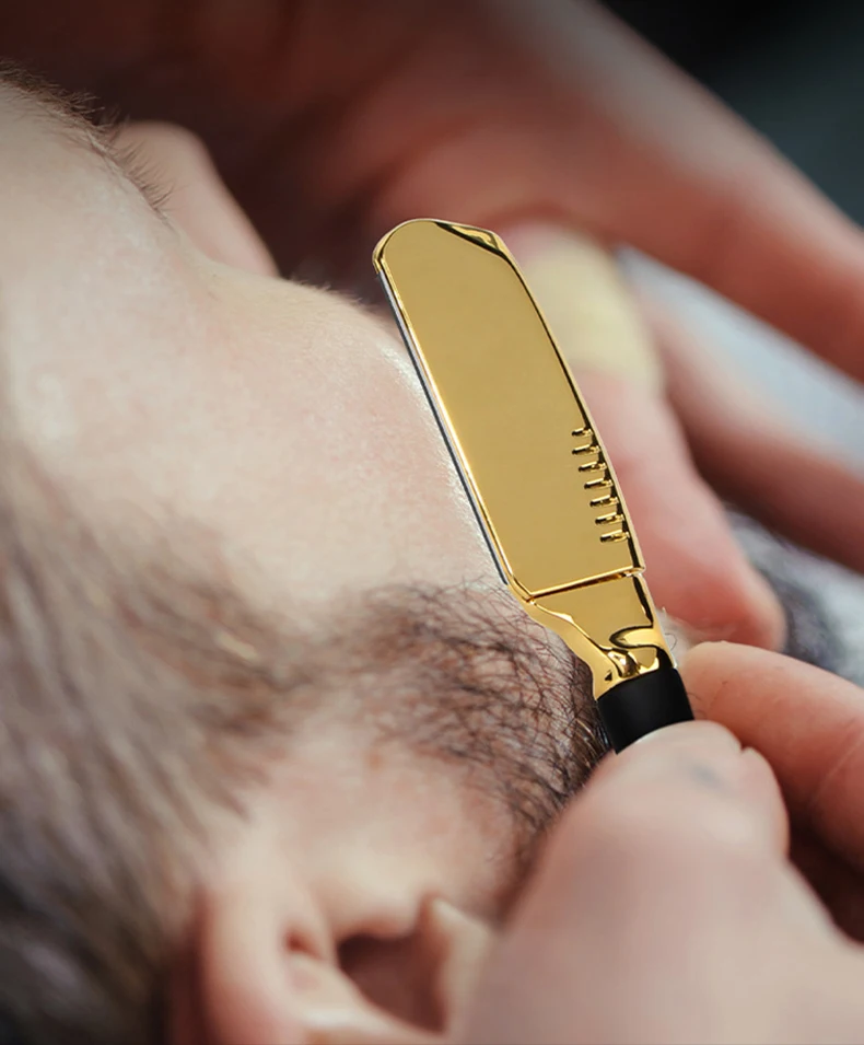 Manual Straight Razor Holder Beard Hair Shaving Professional Barber Trimming Tool Silicone Handle (Without Blade)