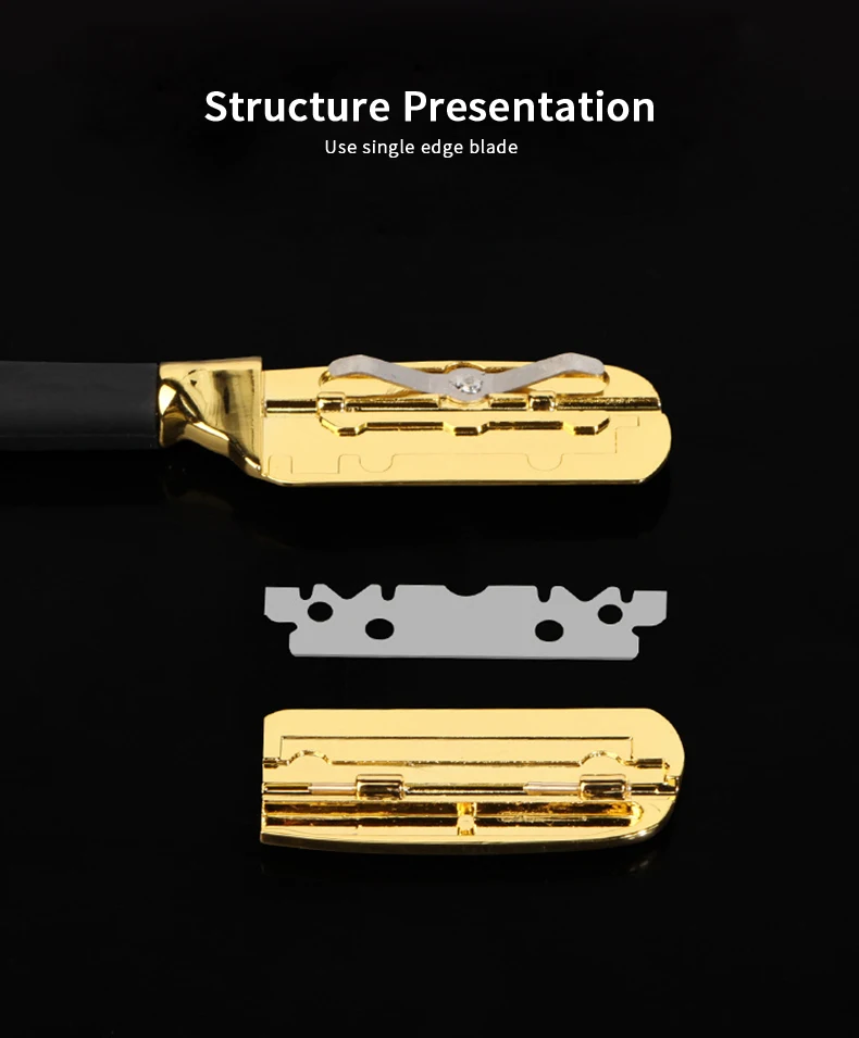 Manual Straight Razor Holder Beard Hair Shaving Professional Barber Trimming Tool Silicone Handle (Without Blade)