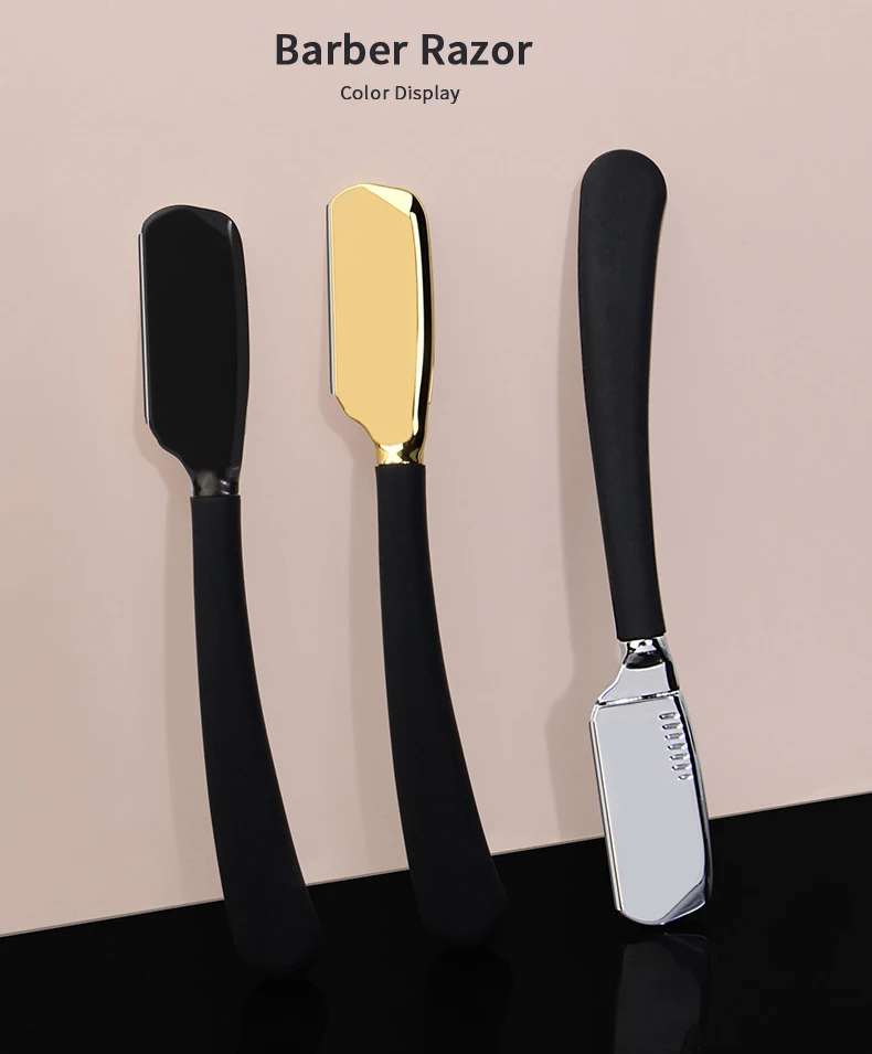 Manual Straight Razor Holder Beard Hair Shaving Professional Barber Trimming Tool Silicone Handle (Without Blade)