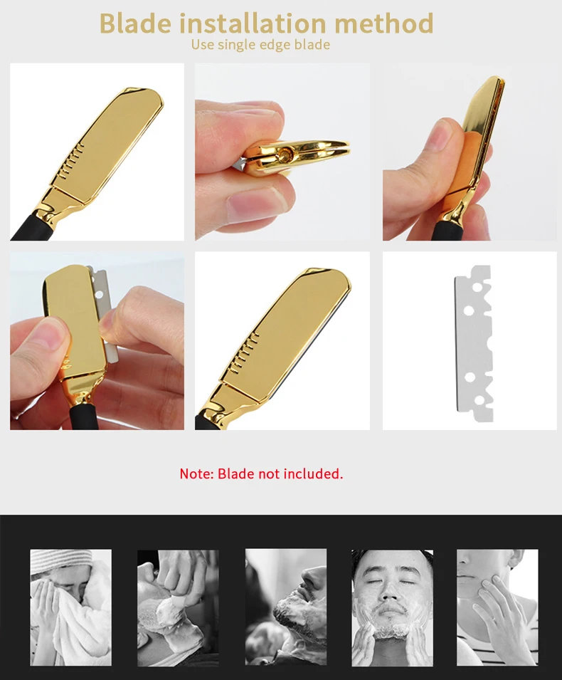 Manual Straight Razor Holder Beard Hair Shaving Professional Barber Trimming Tool Silicone Handle (Without Blade)