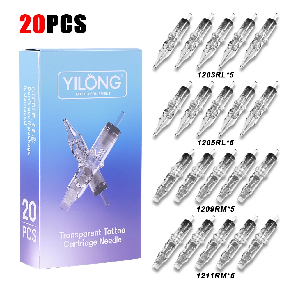 50/20PCS MIX Tattoo Cartridge Needles Individual Package Disposable Sterile Transparent Tattoo Needles for Tattoo Pen Machine
