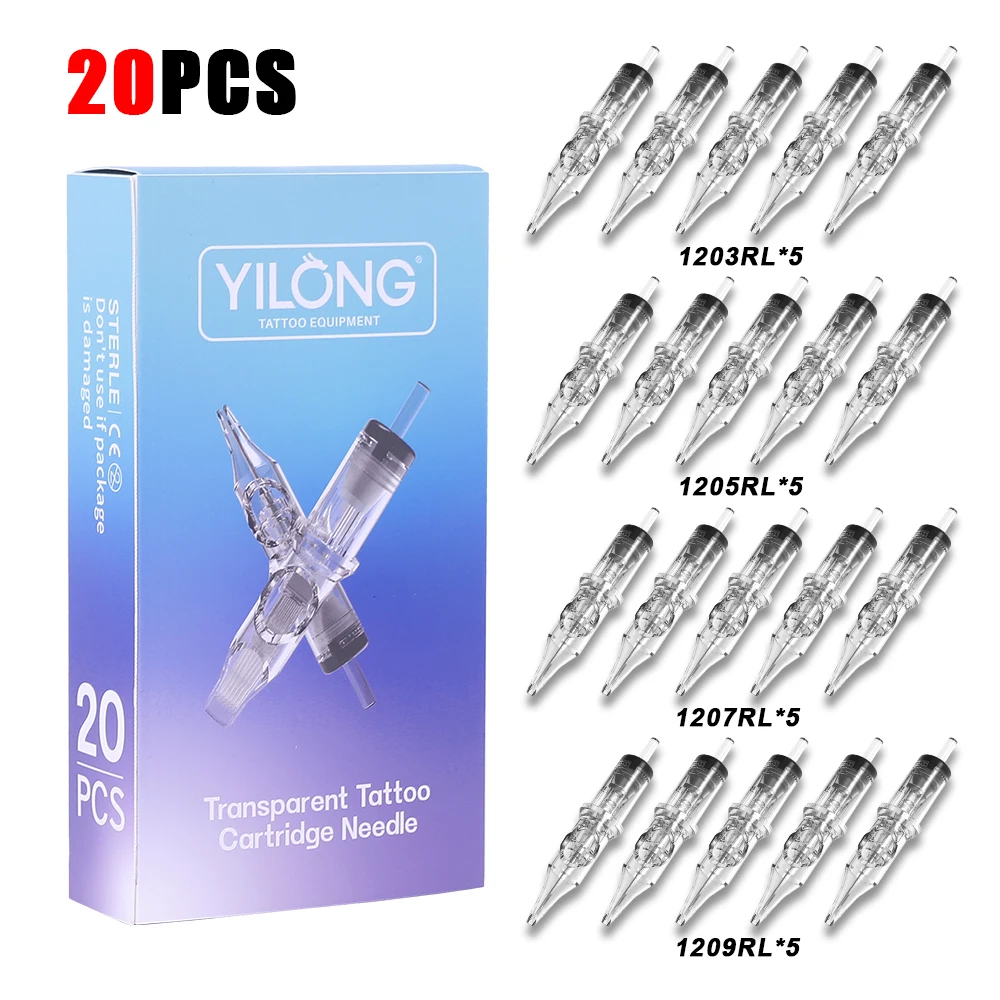 50/20PCS MIX Tattoo Cartridge Needles Individual Package Disposable Sterile Transparent Tattoo Needles for Tattoo Pen Machine