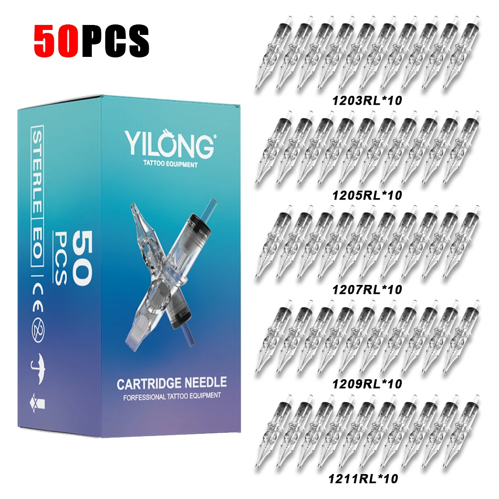 50/20PCS MIX Tattoo Cartridge Needles Individual Package Disposable Sterile Transparent Tattoo Needles for Tattoo Pen Machine