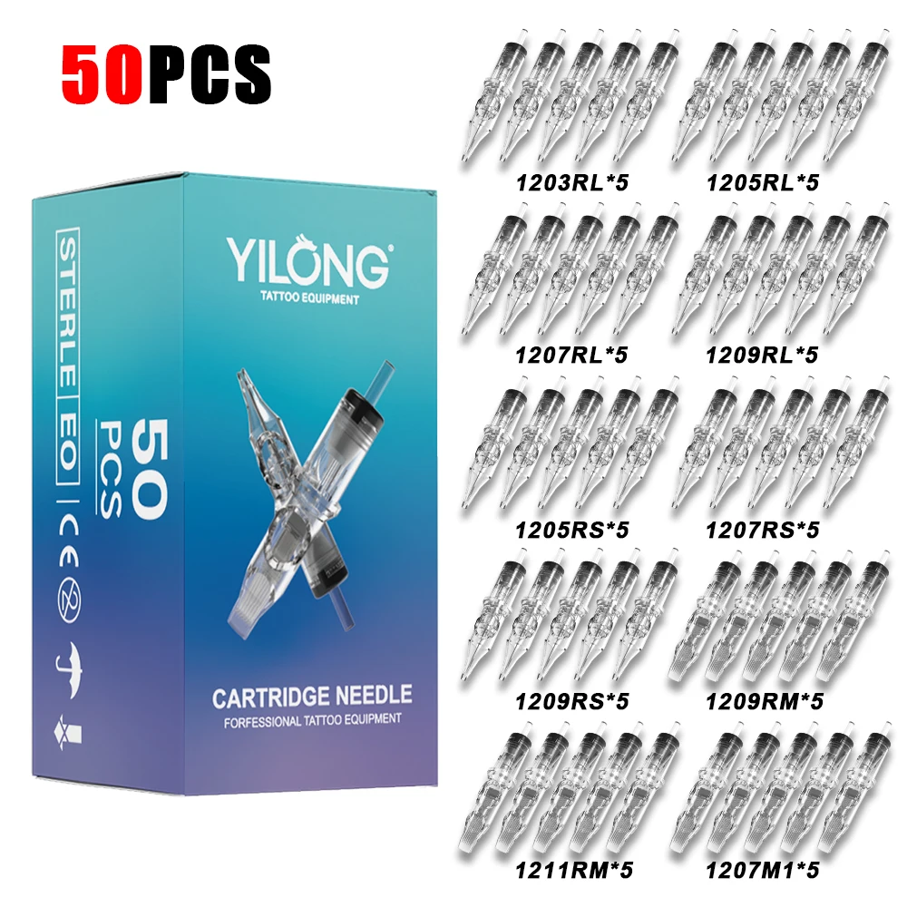 50/20PCS MIX Tattoo Cartridge Needles Individual Package Disposable Sterile Transparent Tattoo Needles for Tattoo Pen Machine