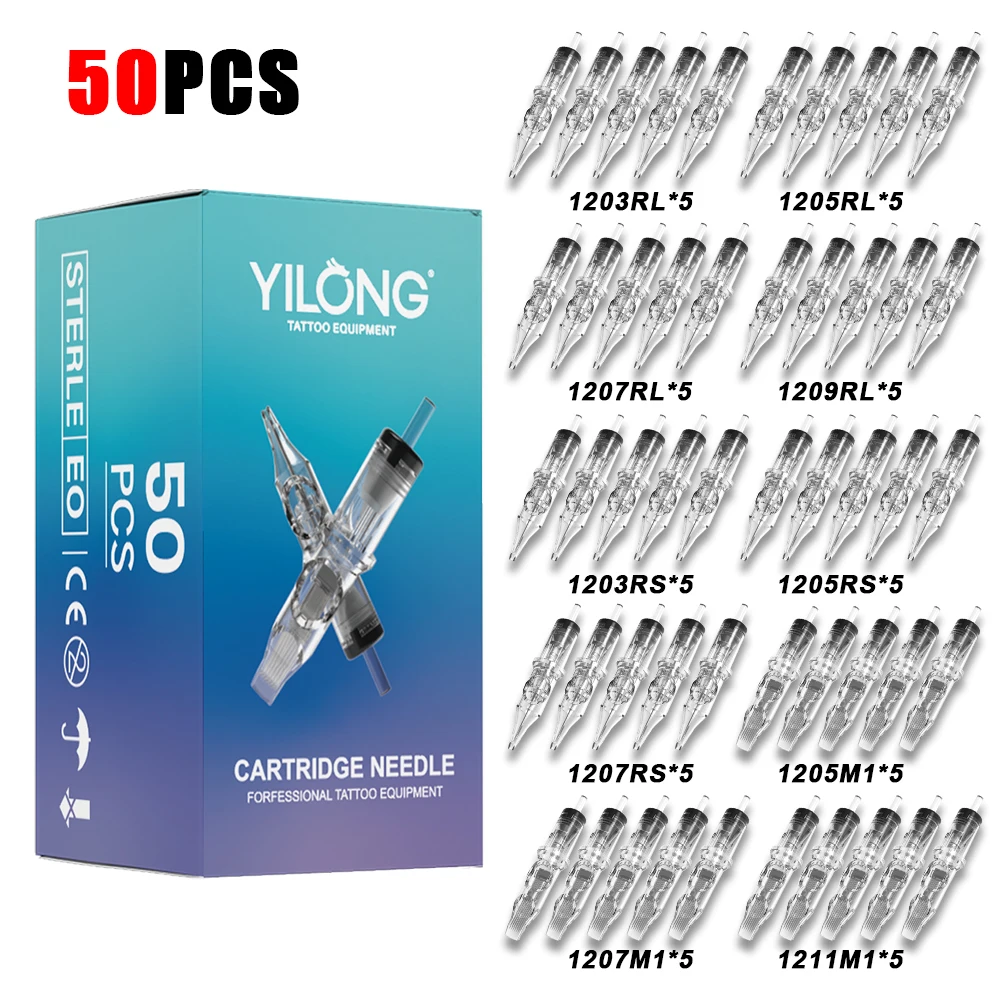 50/20PCS MIX Tattoo Cartridge Needles Individual Package Disposable Sterile Transparent Tattoo Needles for Tattoo Pen Machine