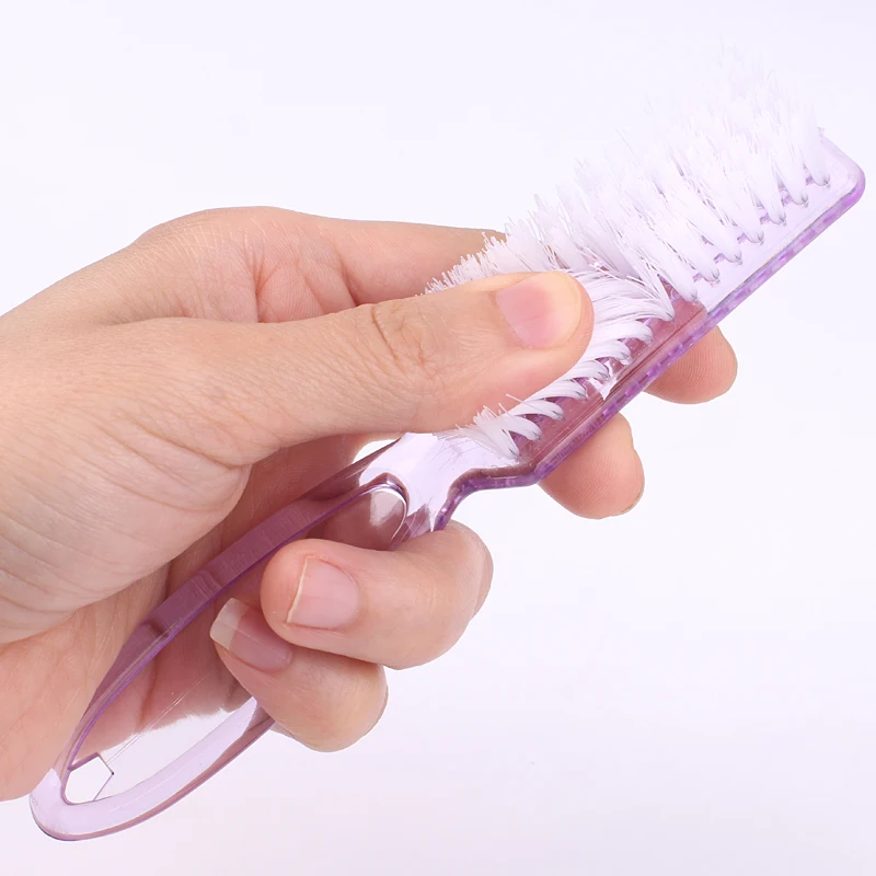 4Pcs Transparent Nail Brush Cleaning Brushes Plastic Handle Grip Multifunctional Brush Cleaner Scrubbing Pedicure For Manicure
