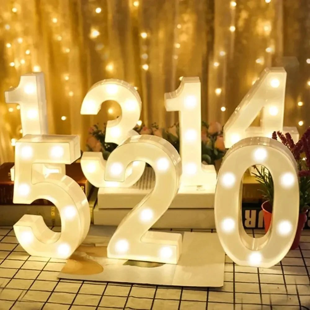 Number 0-9 LED Lights Luminous Lamp Wedding Decorative Night Light Birthday Party Bedroom Home Decoration