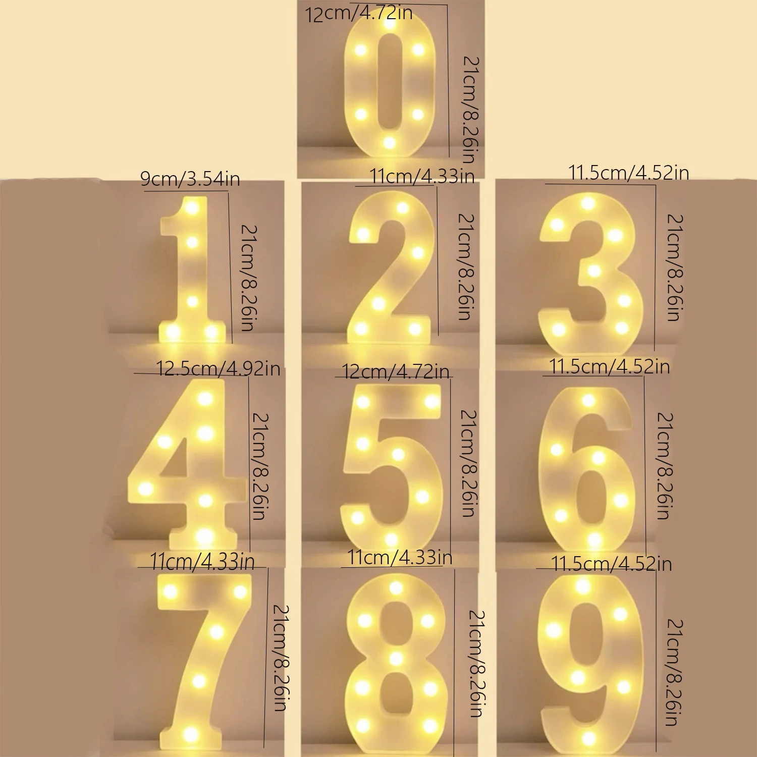 Number 0-9 LED Lights Luminous Lamp Wedding Decorative Night Light Birthday Party Bedroom Home Decoration