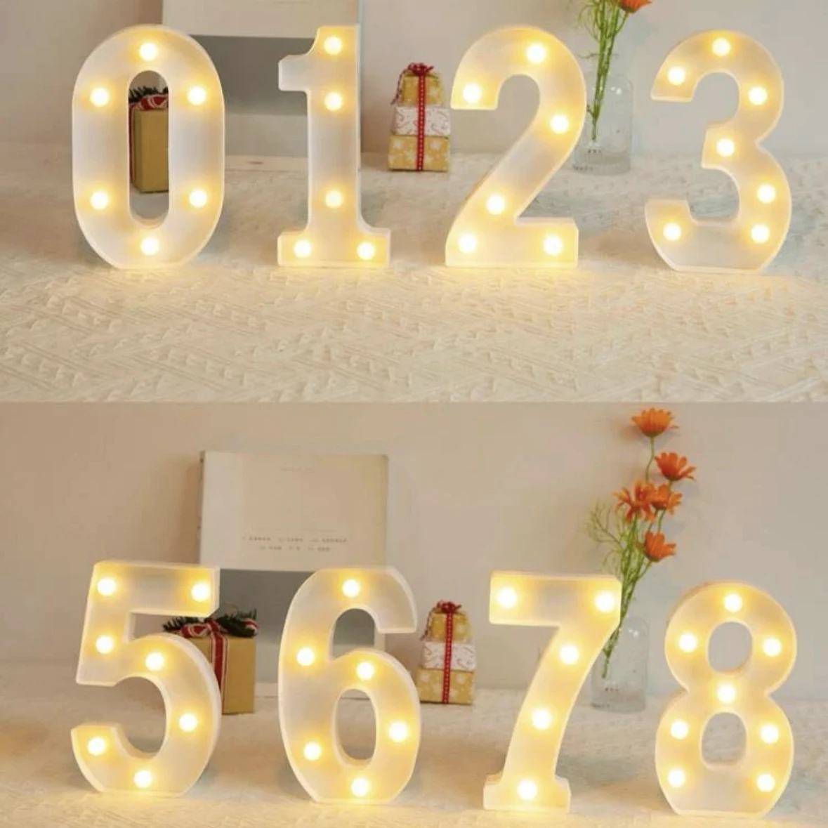 Number 0-9 LED Lights Luminous Lamp Wedding Decorative Night Light Birthday Party Bedroom Home Decoration