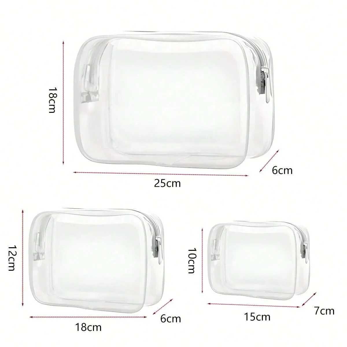 Clear Toiletry Bag,Portable Travel Makeup Bags With Zipper Clear Organizer Bags PVC Cosmetic Pouch For Airport Airline Compliant