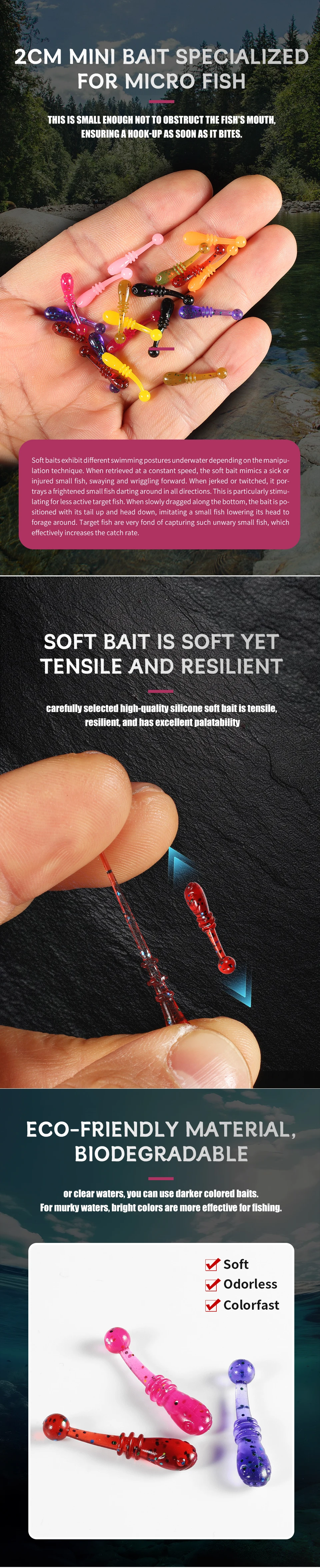 Supercontinent Soft Bait New Whitebait 2cm/50pcs Fishing Lures Sinking Tremor Bait Soft Fishing Lure Fishy Worms Lure