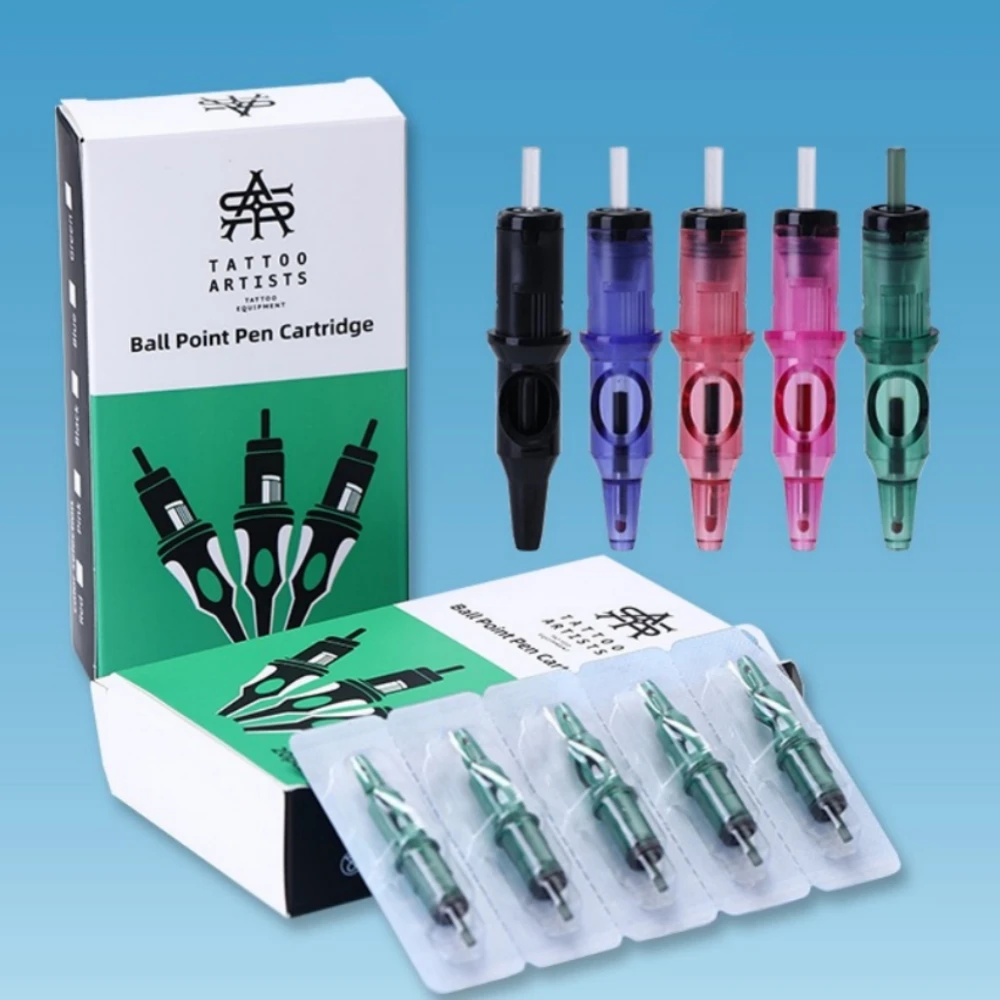 New Ball Point Pen Tattoo Cartridge Needles 5 Colors Practice Needles Drawing For Motor Tattoo Pen Grip Cartridge Supplies