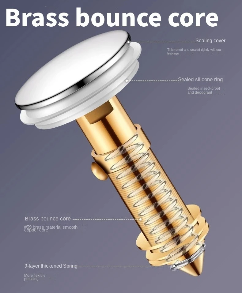 Stainless Steel Floor Drain Filter Washbasin Plug Anti Odor Pop-Up Bounce Core Basin Stopper Hair Catcher Shower Sink Strainer