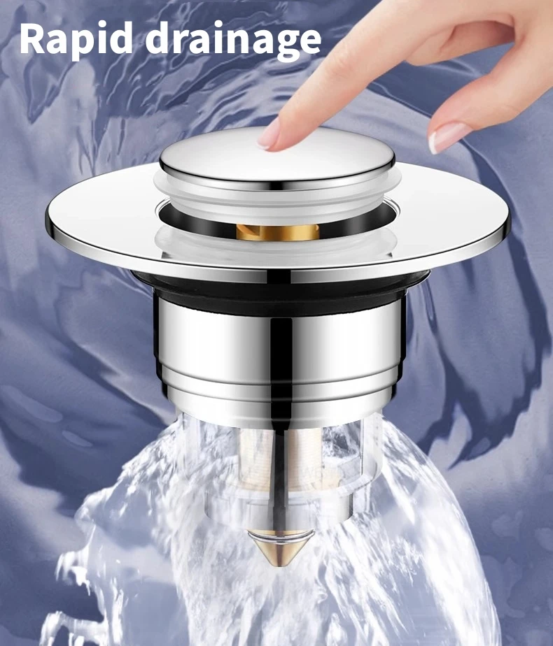 Stainless Steel Floor Drain Filter Washbasin Plug Anti Odor Pop-Up Bounce Core Basin Stopper Hair Catcher Shower Sink Strainer