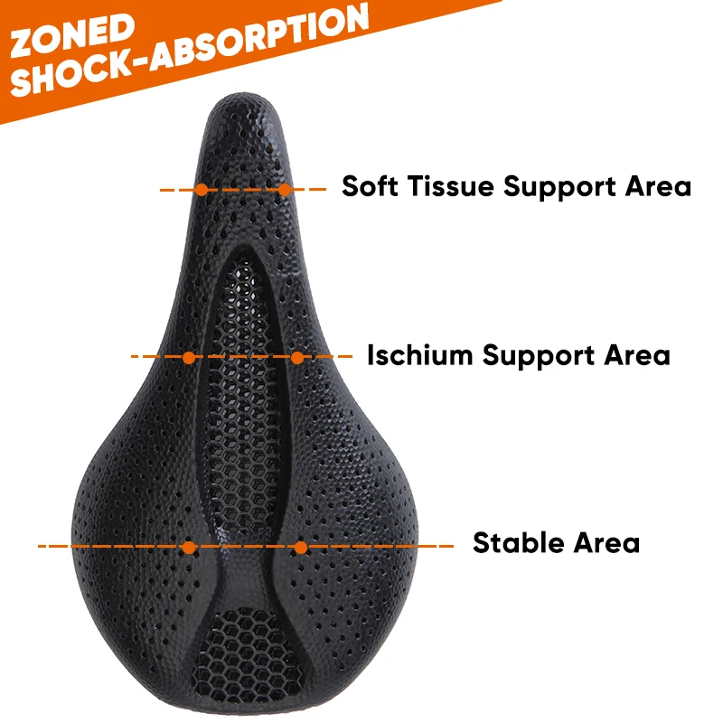 3D Printed Saddle BUCKLOS MTB Bike Seat Cushion Full Carbon Fiber Ultralight Hollow Comfortable Road Mountain Bike Saddle Parts