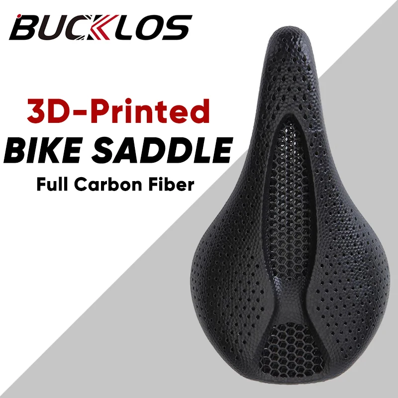 3D Printed Saddle BUCKLOS MTB Bike Seat Cushion Full Carbon Fiber Ultralight Hollow Comfortable Road Mountain Bike Saddle Parts