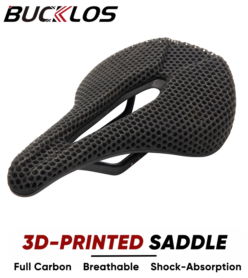 3D Printed Saddle BUCKLOS MTB Bike Seat Cushion Full Carbon Fiber Ultralight Hollow Comfortable Road Mountain Bike Saddle Parts