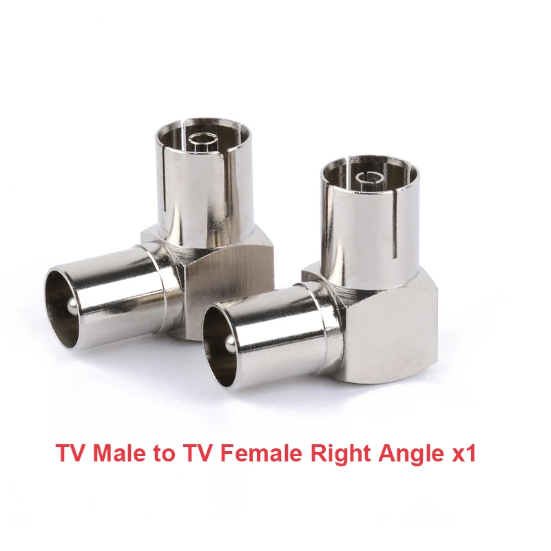 F Type to TV IEC 90 Degree Male Plug Female Jack RF Coaxial Adapter Splitter Gold Plated Connector for Cable TV Satellite TV DVR
