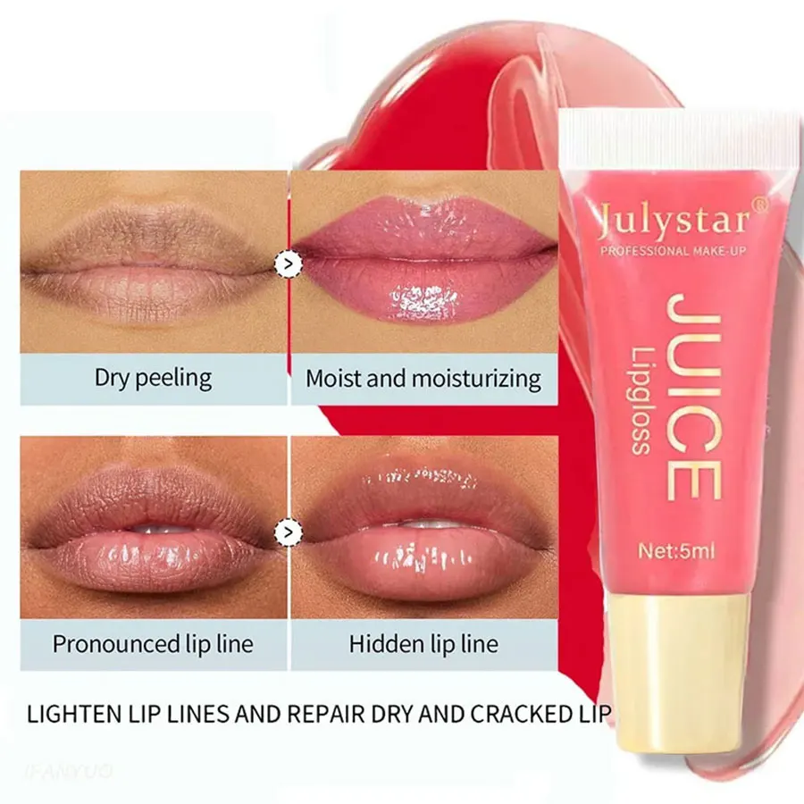 Watery Crystal Clear Jelly Lip Oil Lip Balm Moisturizing And Smoothing Lip Lines Jelly Pout Lip Gloss Glass Lip Fruit Scent