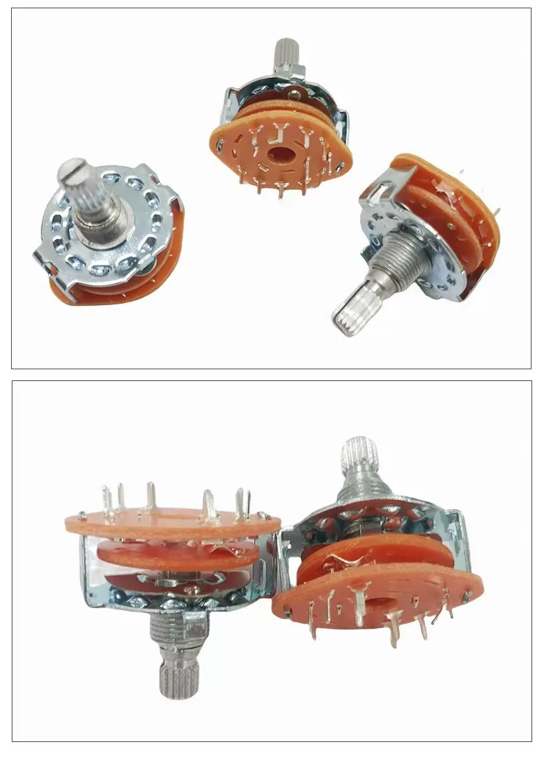 5Pcs RS25 Band Switch 2P4T 2P5T 2P6T 3P3T 3P4T Mount Rotary Switch Selector Band Pole Position Knob