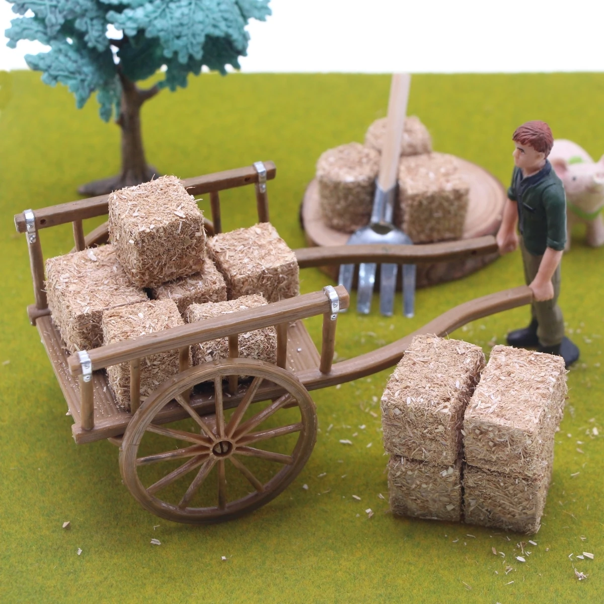 4Pcs Mini Natural Square Round Hay Bale Straw Hay Bale Blocks Dollhouse Farm Garden Thanksgiving Autumn Western Party PhotoProp
