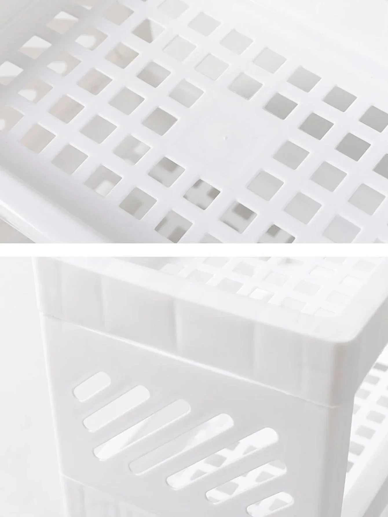 PP Desktop Double Layer Storage Rack Rectangular White Organizing Student Desk Office Cosmetics Stationery Shelf