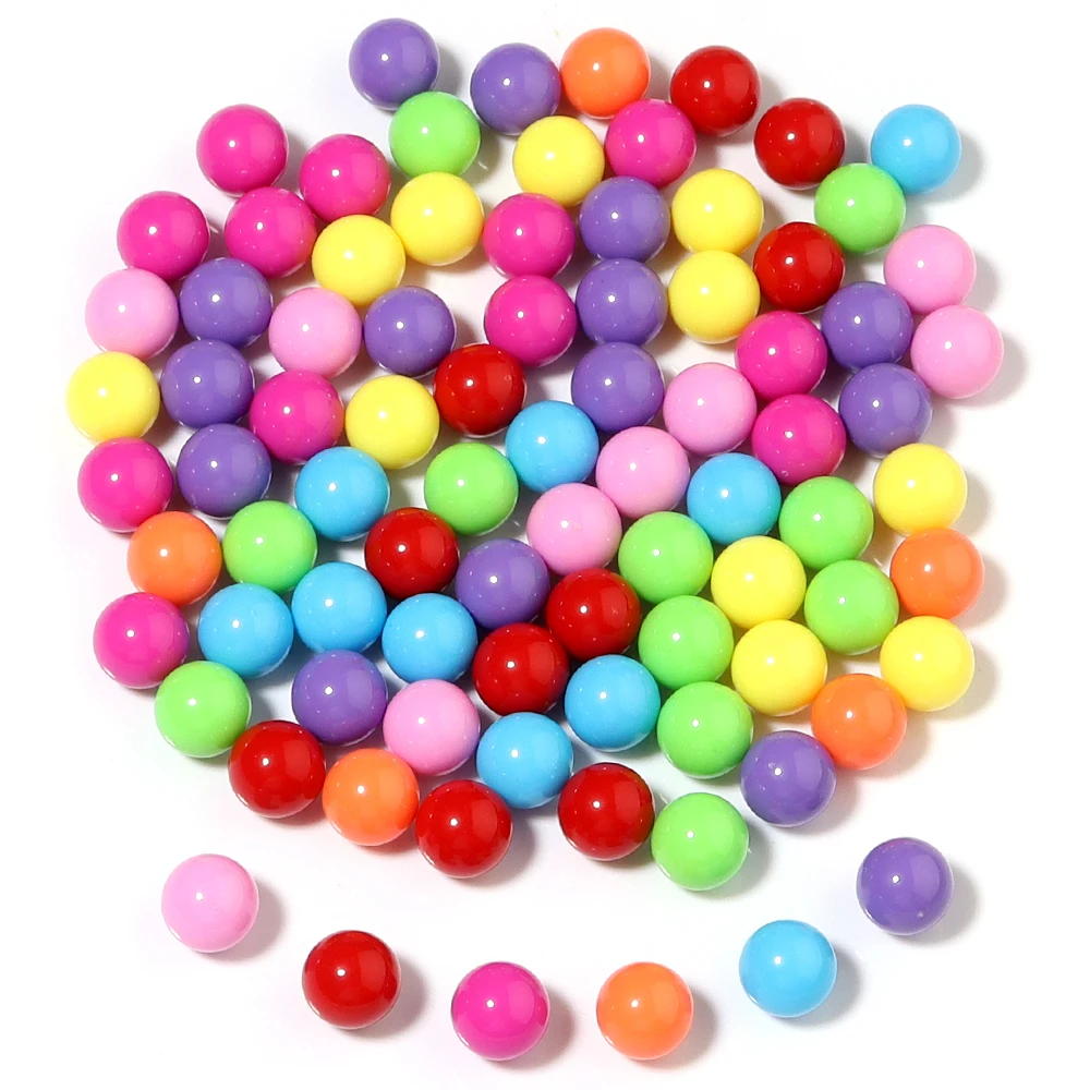100Pcs 6/8/10mm Round Multi Color No Hole Acrylic Matte Beads Loose Beads for Jewelry Making DIY Handmade Crafts Accessories