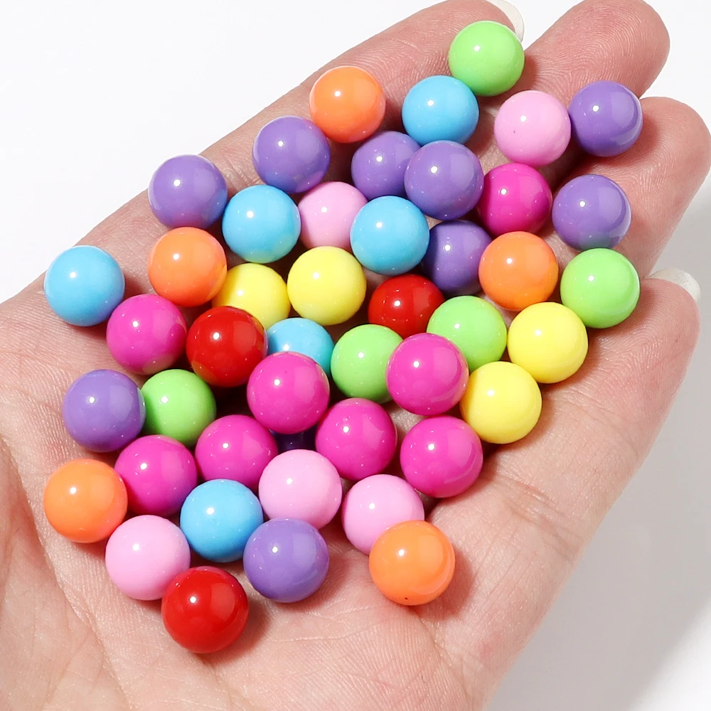 100Pcs 6/8/10mm Round Multi Color No Hole Acrylic Matte Beads Loose Beads for Jewelry Making DIY Handmade Crafts Accessories