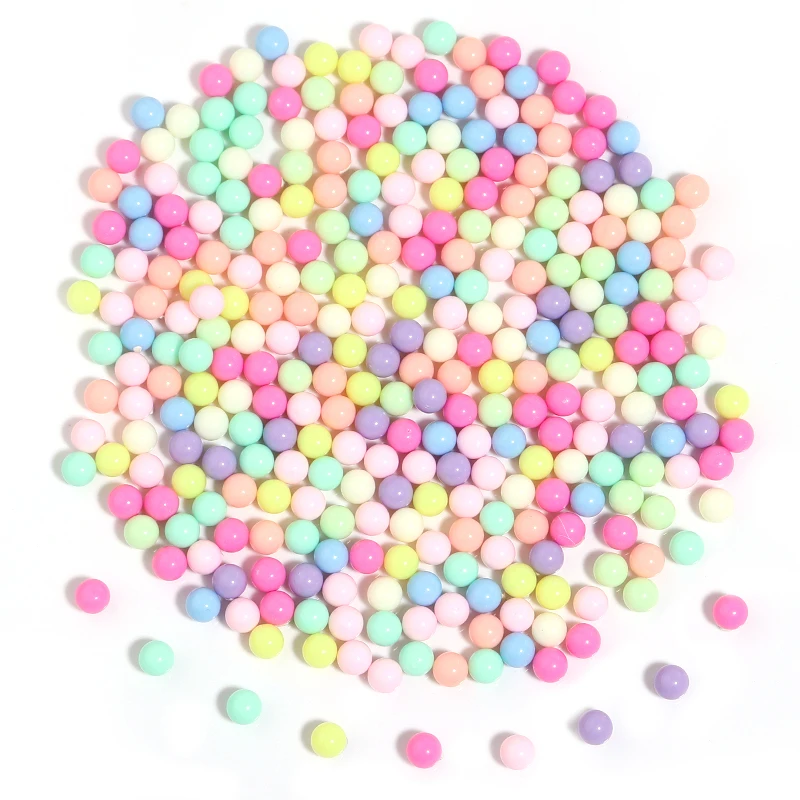 100Pcs 6/8/10mm Round Multi Color No Hole Acrylic Matte Beads Loose Beads for Jewelry Making DIY Handmade Crafts Accessories