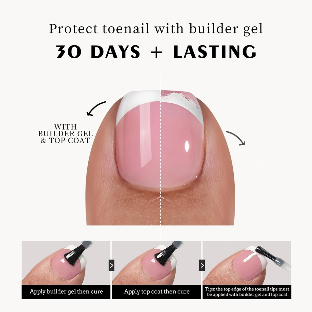 120Tips/bag French Nude Pink Press On Toe Nail Full Cover White Edge Design Acrylic False Toenail Tips Summer Toe Nail Art Decor