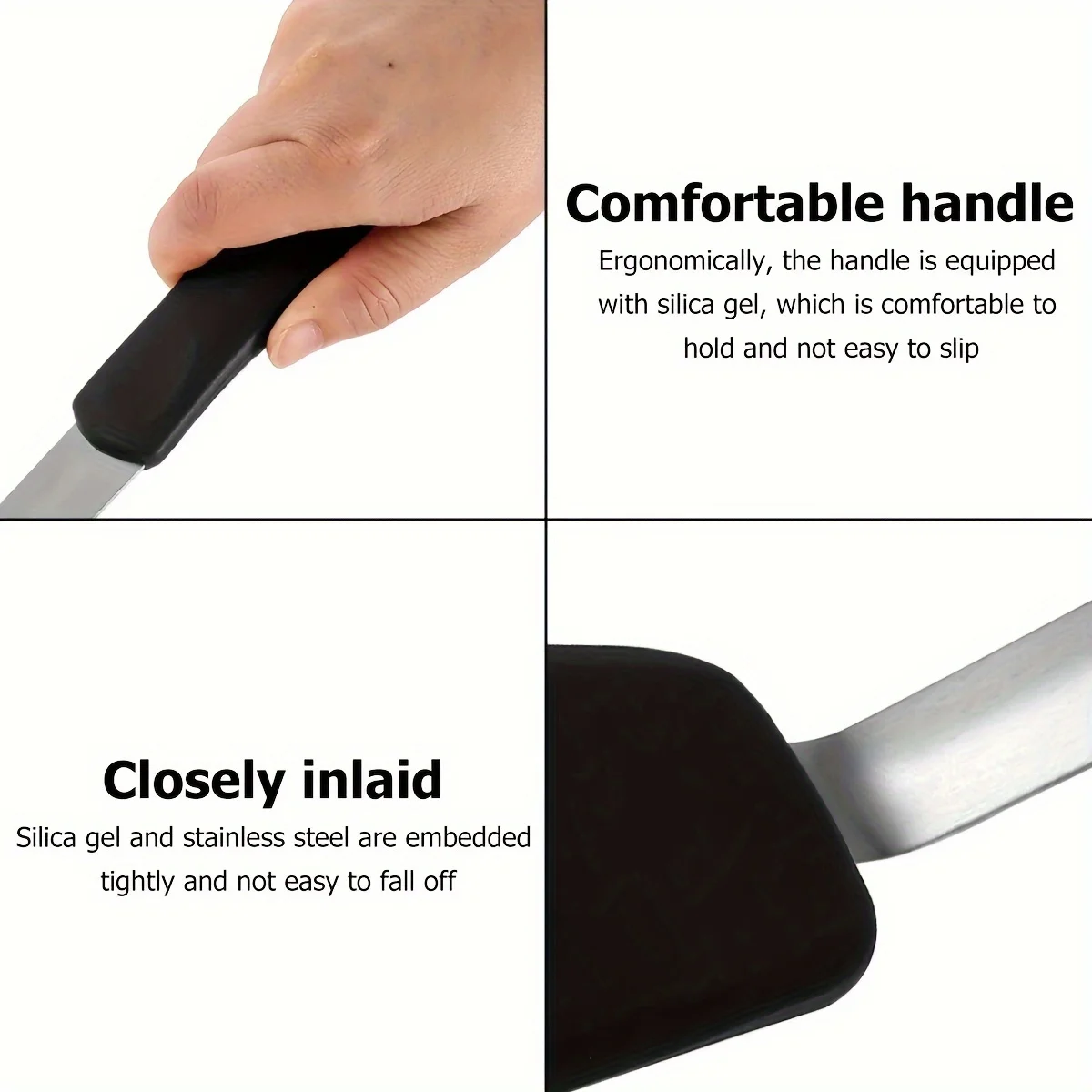 13in Flexible Silicone Spatula Heat Resistant Turner Non-Stick Cooking Shovel Good Grip Steak Turner For Flipping Frying Pancake