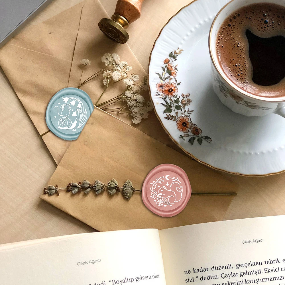 Animals Collection Wax Seal Stamp Retro Sealing Wax Stamp Nine-tailed fox, Mouse, Hedgehog, Crow Pattern Removable Brass Heads