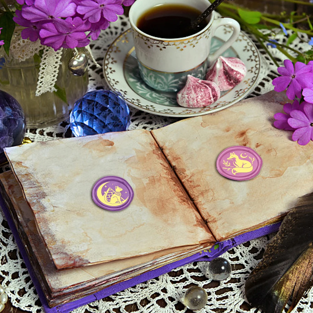 Animals Collection Wax Seal Stamp Retro Sealing Wax Stamp Nine-tailed fox, Mouse, Hedgehog, Crow Pattern Removable Brass Heads