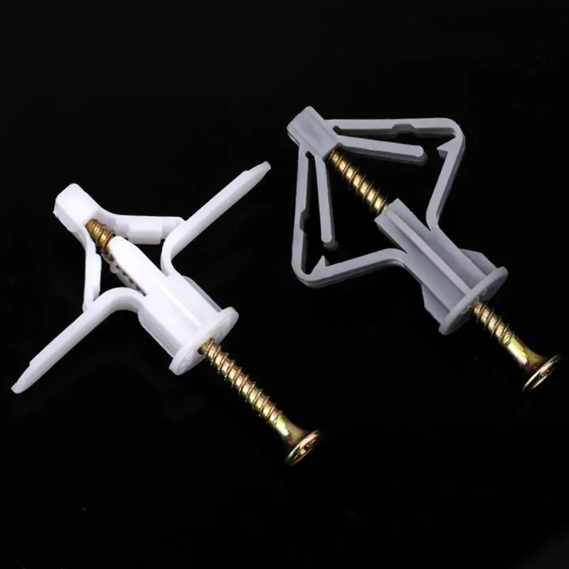 100pcs Nylon Butterfly / Aeroplane Wall Plug for Hollow Partition Wall Ceiling Plaster Screw Plug Fastener Anchor Bolt Dry Wall