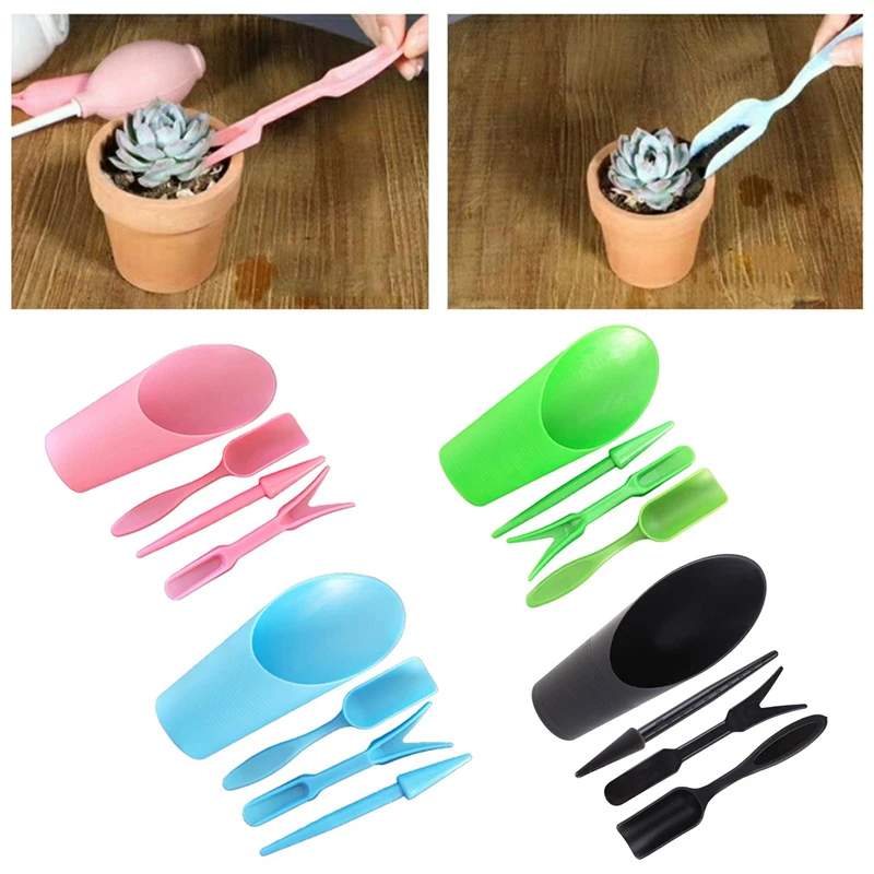 4pcs/set, Plastic Durable Bucket shovel Potted Cultivation cylinder MeatPlant soil shovel Garden Tools Mini Garden Planting Tool