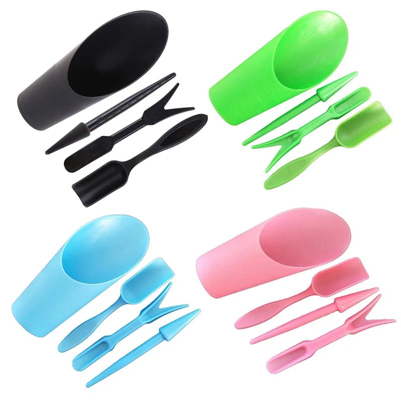 4pcs/set, Plastic Durable Bucket shovel Potted Cultivation cylinder MeatPlant soil shovel Garden Tools Mini Garden Planting Tool