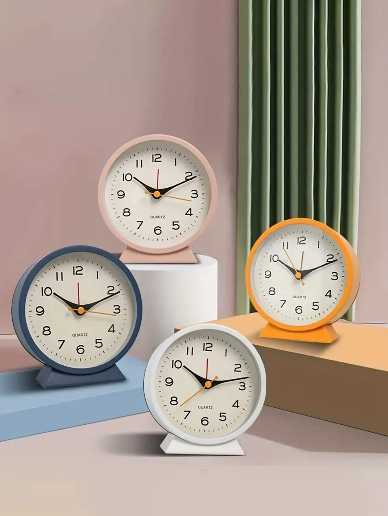 1pc simple metal small alarm clock creative bedside clock desktop mute student clock
