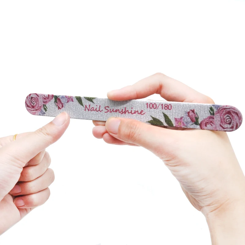 50 Pcs Flower Design Wooden Files Straight Strong Thick Professional Nail Art Files Buffer Polishing Manicure Nails Supplies