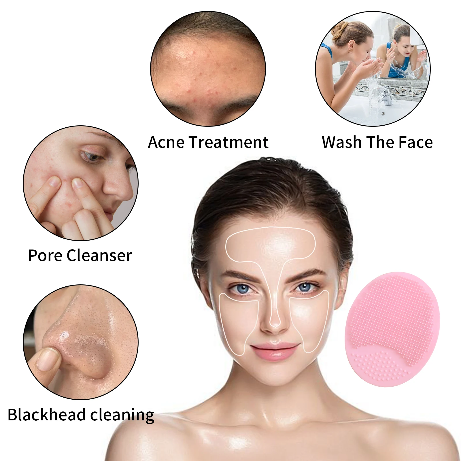 Wash a face to brush,1pcs Silicone Cute Sucker mini Cleansing cleaning brush for Face Washing