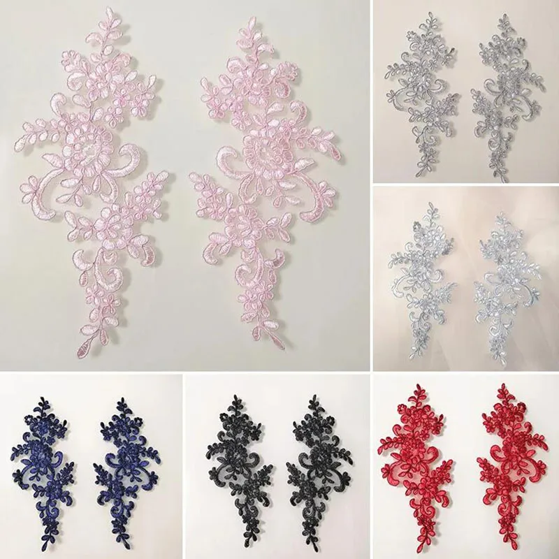 1 Pair Embroidery Applique Lace Patch For Evening Skirt Clothes Repair Sewing On Accessories