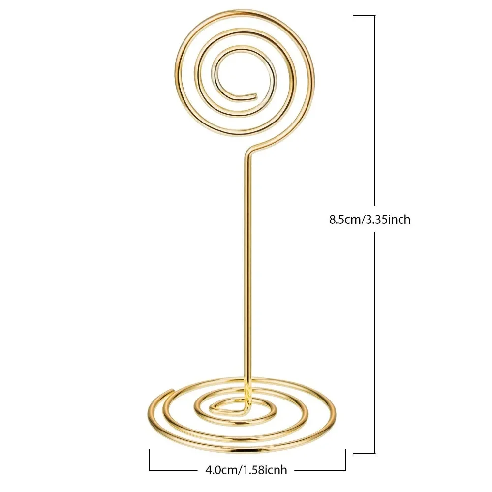 10pcs Gold Swirl Wedding Table Number Name Place Cards Holders Stands Note Menu Clip for Wedding Party Event Banquet Decorations