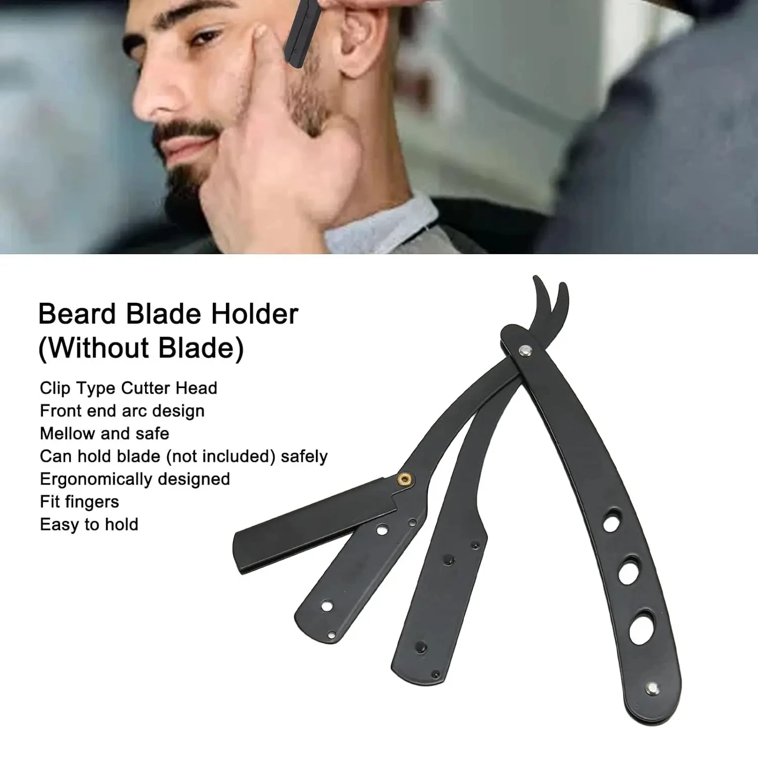 ( 1 Holder or 10/20 Blades )Straight shaver arm, men's folding manual shaver, men's shaver, razor sharp blade barber shop razor