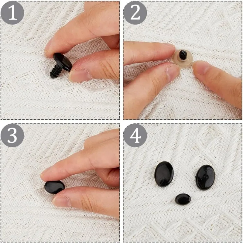 1 Box Safety Eyes and Noses Plastic Craft Doll Eyes with Washers Oval Plastic Bear Eyes and Noses for Stuffed Animals