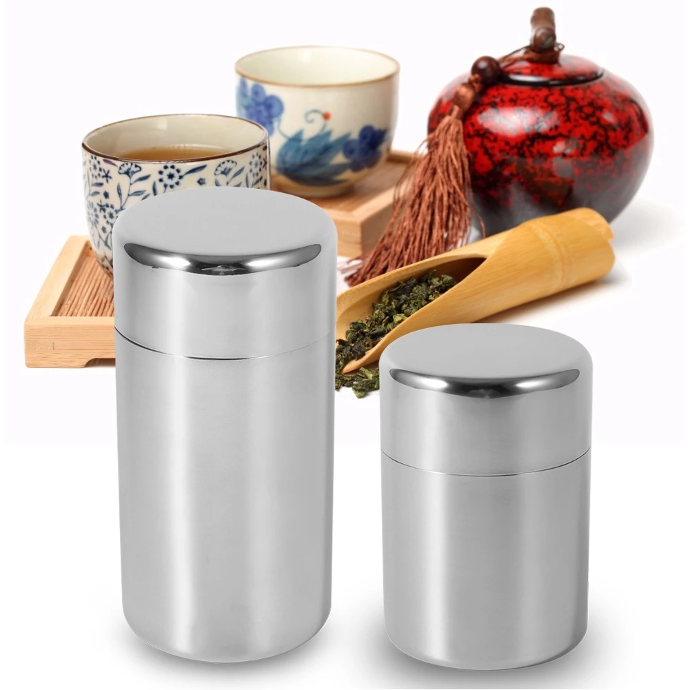 Stainless Steel Tea Leaf Tins Canister Containers Home Kitchen Canisters for Tea Coffee Sugar Storage Tins Can