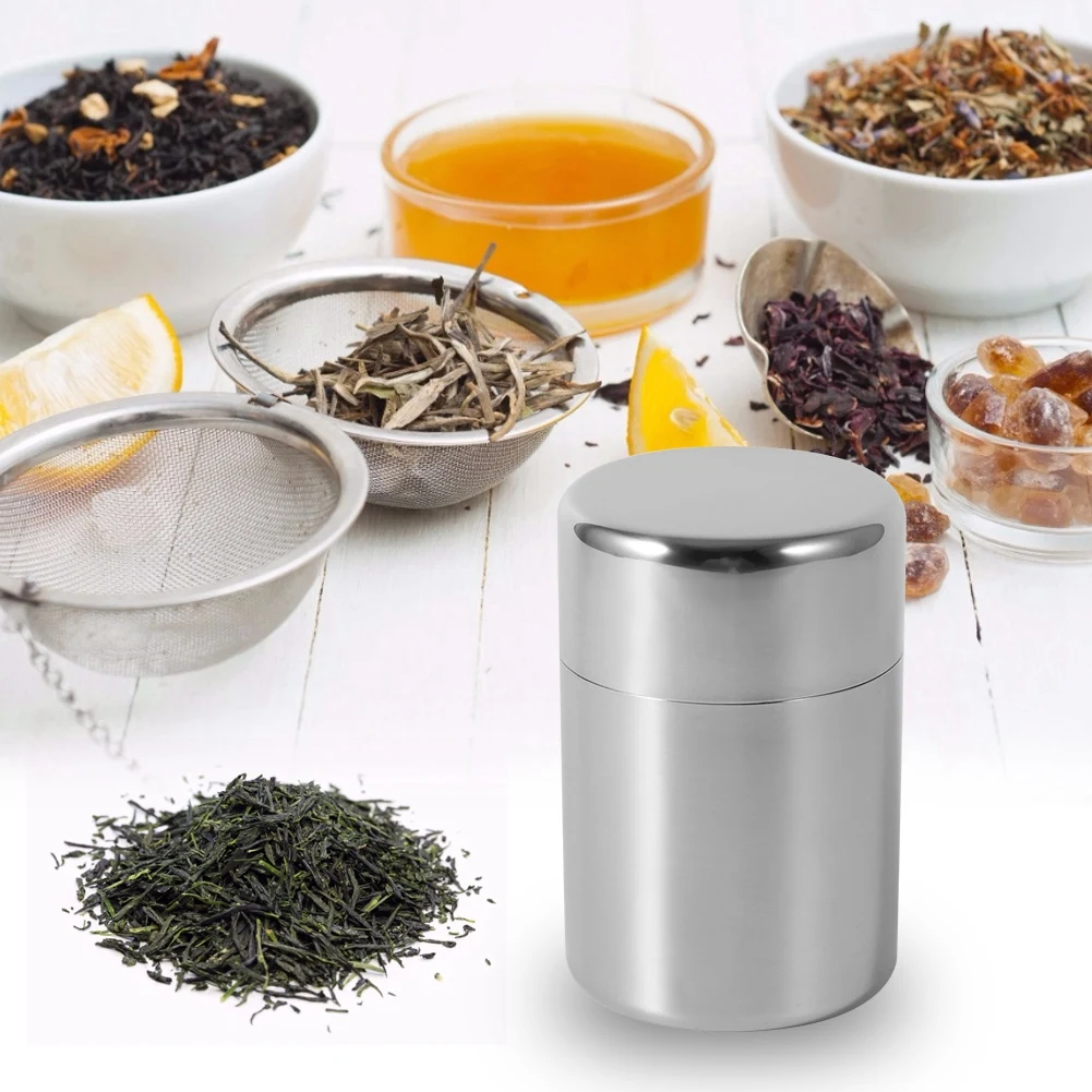Stainless Steel Tea Leaf Tins Canister Containers Home Kitchen Canisters for Tea Coffee Sugar Storage Tins Can