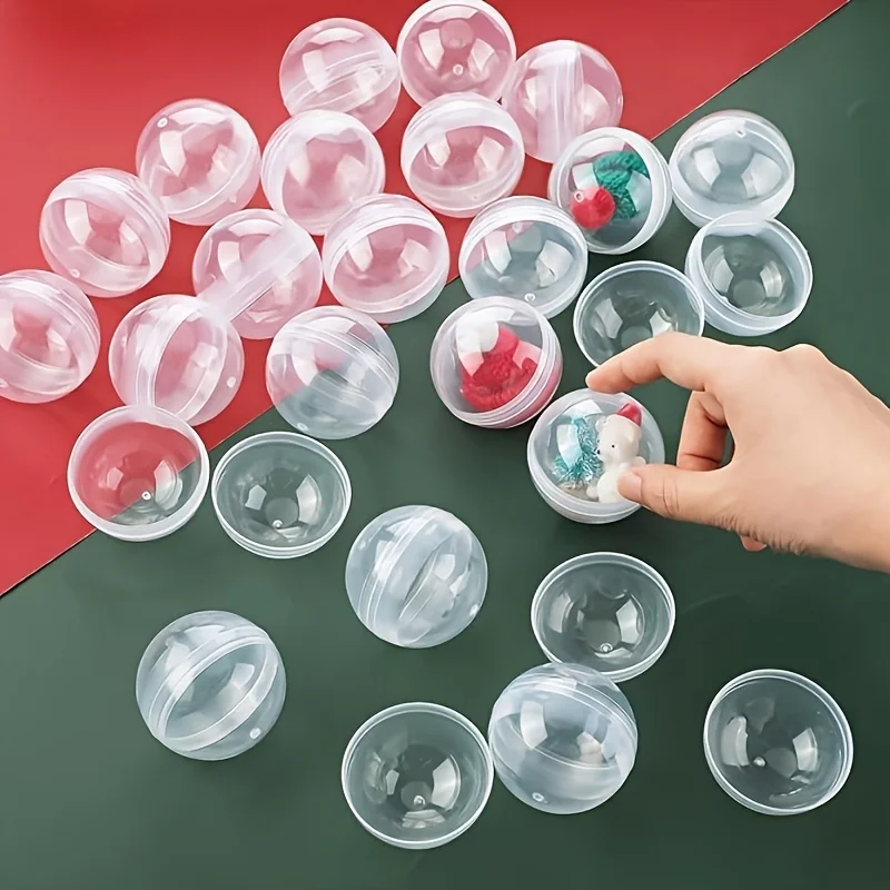 100pcs Clear Plastic Round Capsules Empty - Gumball Machine Capsules Bulk Clear Container Vending Prizes DIY Craft Supplies